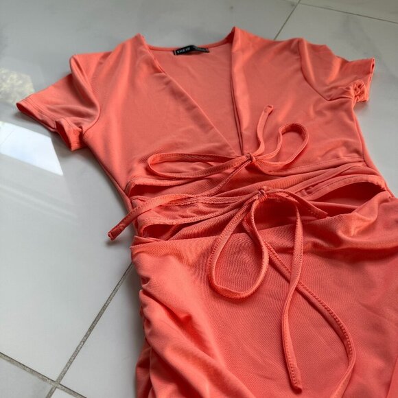 SHEIN Mini Dress | Small | Orange | High Stretch Ruffle Wrap - Picture 3 of 9